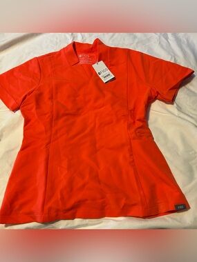 FIGS Women's Inala Slim Tunic Top - Bright Orange NWT